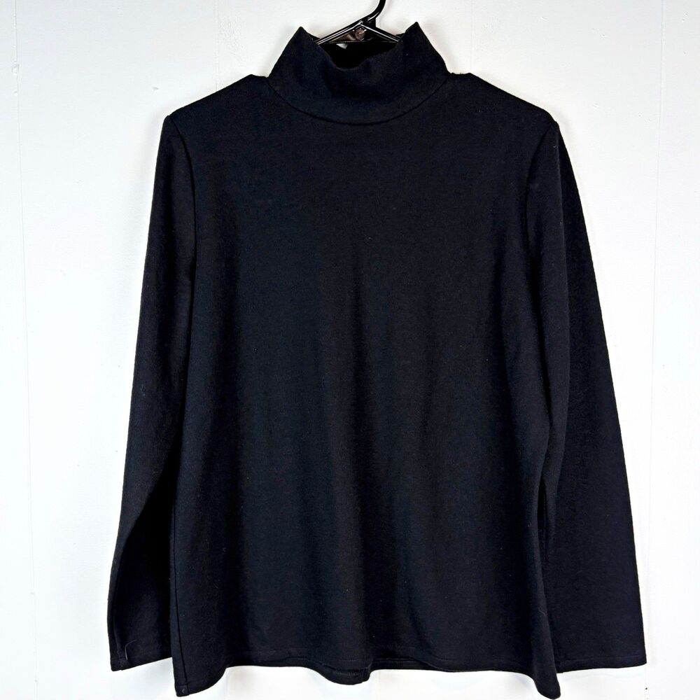 Lauren Lein Women's Black 100% Wool Turtleneck Sweater Minimalist Luxury Med